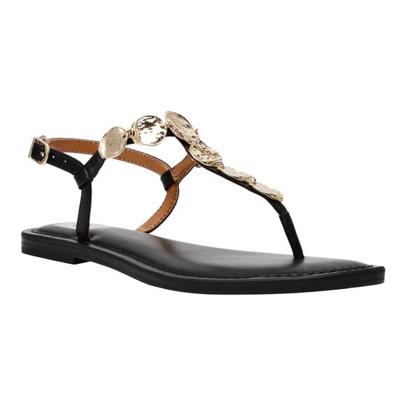 DV Dolce Vita Women's Jaime Embellished Jewelry Thong Flat Sandals Black Size 5 - Picture 1 of 5